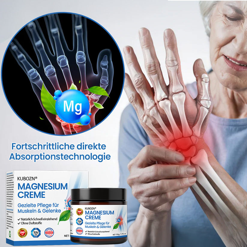 KUBOZN® Magnesium Creme – Spürbare Pflege & Entlastung für Muskeln & Gelenke | Hergestellt in Deutschland